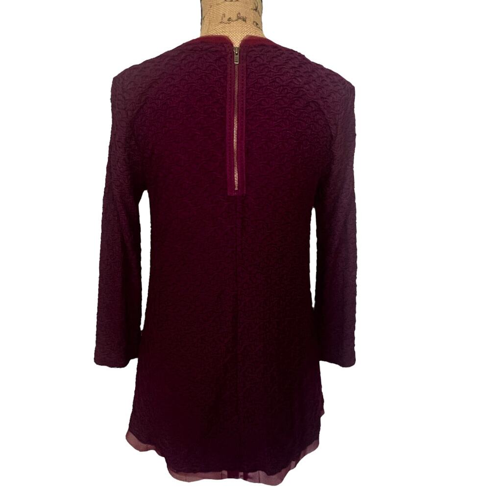 Anthro Postage Stamp Maroon Top Medium - Picture 2 of 7